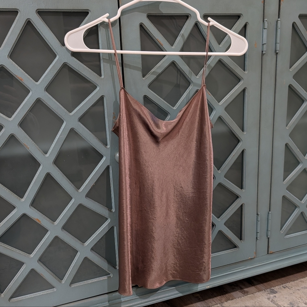 VINCE bias cut satin cami tank XS - Picture 5 of 6